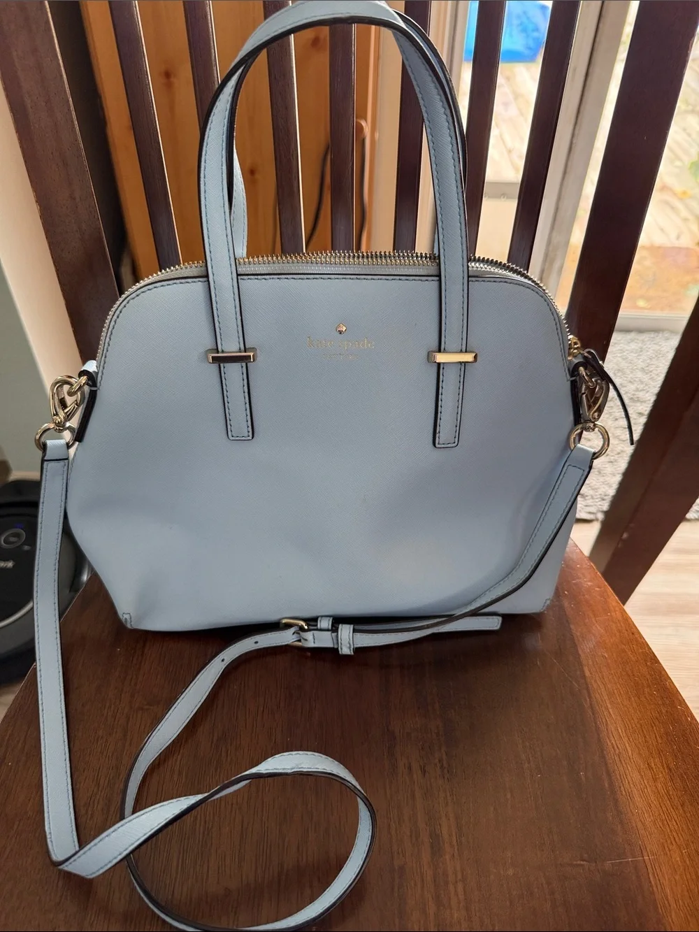 kate spade Pale Blue Dome Satchel with Gold Hardware